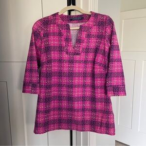 Katherine Way Pink Tunic V Neck Top stretch 3/4 sleeve